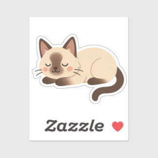 Siamese Katze – Schlafende braune und cremige süße Aufkleber