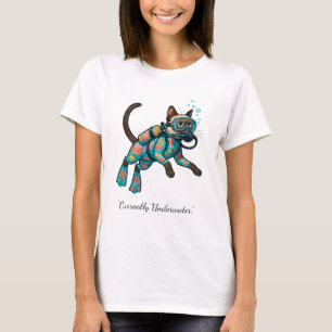 Siamese-Katze-Taucher – Lustige Ozean-Wasserfarbe T-Shirt