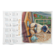 Siamese Katzen Teezeit 2026 Teetuch-Kalender