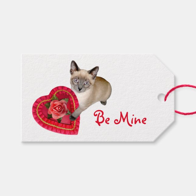 Siamese Katzenherz Box Geschenketiketten Geschenkanhänger (Vorderseite (Horizontal))