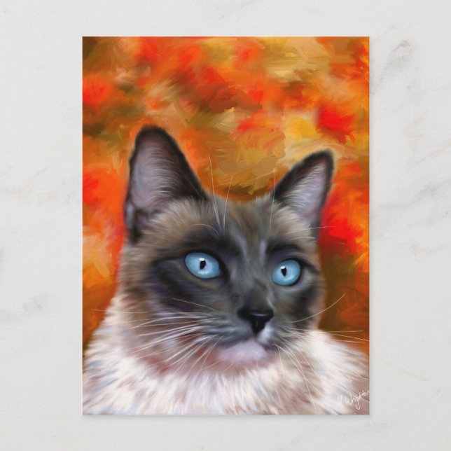 Siamese Katzenkunst Feuer und Eismalerei Postkarte (Vorderseite)