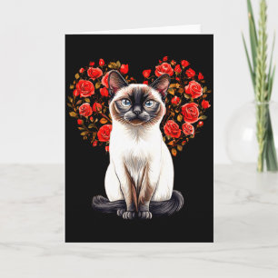 Siamese-Katzenliebhaber-Blumenherz-Valentinstag-T- Karte