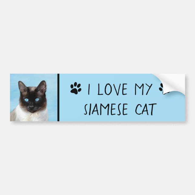 Siamese Katzenmalerei - Niedliche Original Katzenk Autoaufkleber (Vorne)