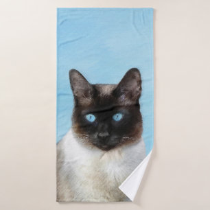 Siamese Katzenmalerei - Niedliche Original Katzenk Badhandtuch Set