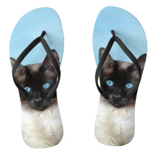 Siamese Katzenmalerei - Niedliche Original Katzenk Flip Flops