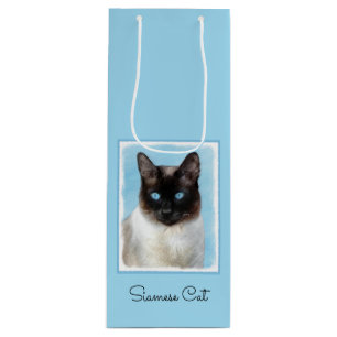 Siamese Katzenmalerei - Niedliche Original Katzenk Geschenktüte Für Weinflaschen