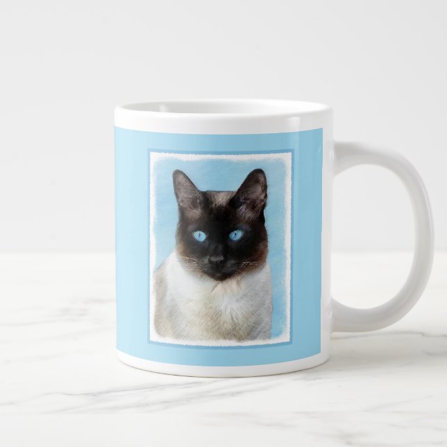 Siamese Katzenmalerei - Niedliche Original Katzenk Jumbo-Tasse (Rechts)