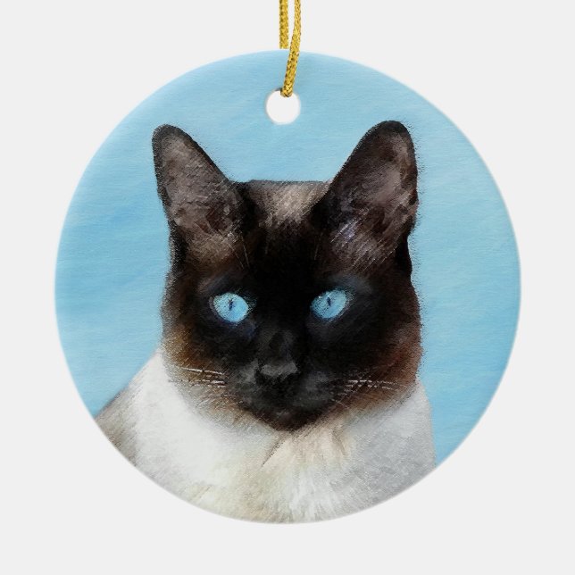 Siamese Katzenmalerei - Niedliche Original Katzenk Keramik Ornament (Vorne)