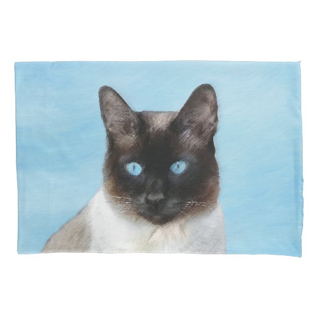 Siamese Katzenmalerei - Niedliche Original Katzenk Kissenbezug (Vorderseite)