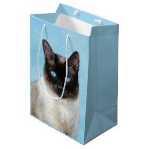 Siamese Katzenmalerei - Niedliche Original Katzenk Mittlere Geschenktüte