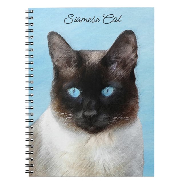 Siamese Katzenmalerei - Niedliche Original Katzenk Notizblock (Vorderseite)