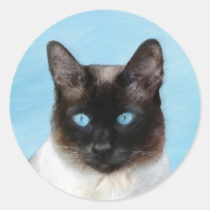 Siamese Katzenmalerei - Niedliche Original Katzenk Runder Aufkleber