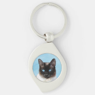 Siamese Katzenmalerei - Niedliche Original Katzenk Schlüsselanhänger