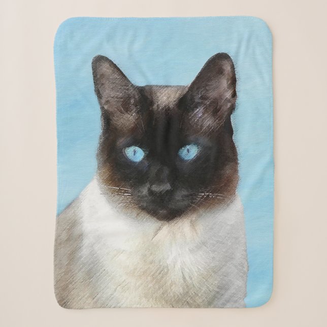 Siamese Katzenmalerei - Niedliche Original Katzenk Sherpadecke (Vorderseite)