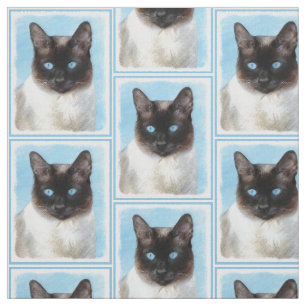 Siamese Katzenmalerei - Niedliche Original Katzenk Stoff