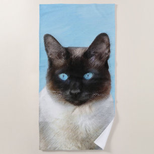 Siamese Katzenmalerei - Niedliche Original Katzenk Strandtuch