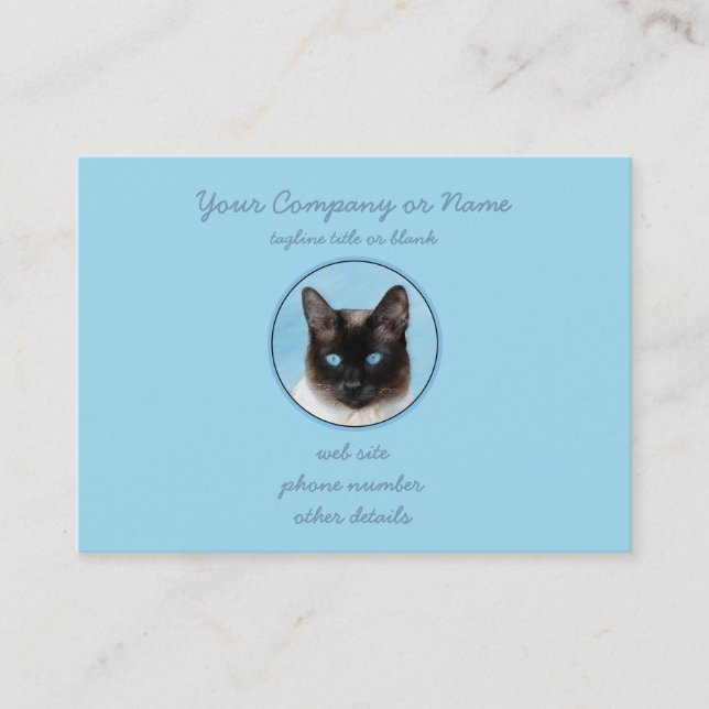 Siamese Katzenmalerei - Niedliche Original Katzenk Visitenkarte (Vorderseite)