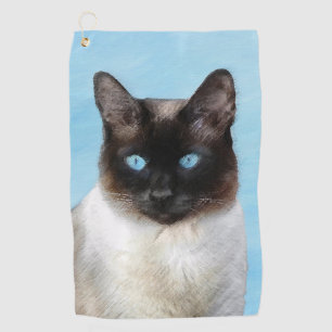 Siamese Katzenmalerei Original Tierart Golfhandtuch