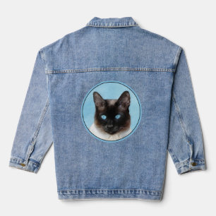 Siamese Katzenmalerei Original Tierart Jeansjacke
