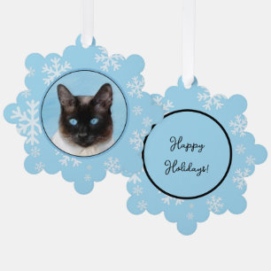 Siamese Katzenmalerei Original Tierart Ornament Karte