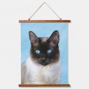 Siamese Katzenmalerei Original Tierart Wandteppich Mit Holzrahmen