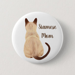 Siamese-Katzenmutter Sasha Kitty schaut weg Rückan Button