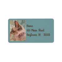 Siamese Kitten Pink Coller Aquarelle Étiquette d'a