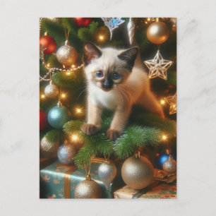 Siamese Kitten Weihnachten Postkarte