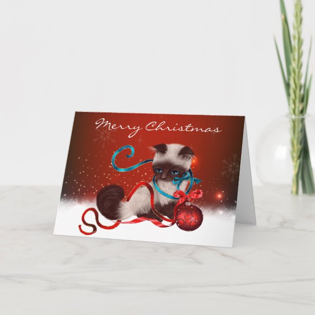 Siamese Kitten Weihnachtskarte Feiertagskarte (Vorderseite)