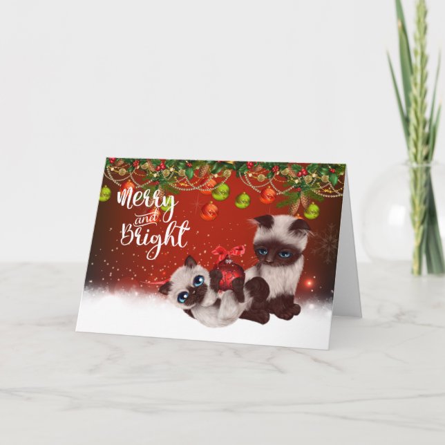 Siamese Kitten Weihnachtskarte Feiertagskarte (Vorderseite)