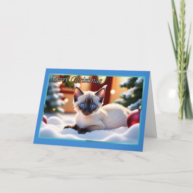 Siamese Kitten Weihnachtskarte Karte (Vorderseite)