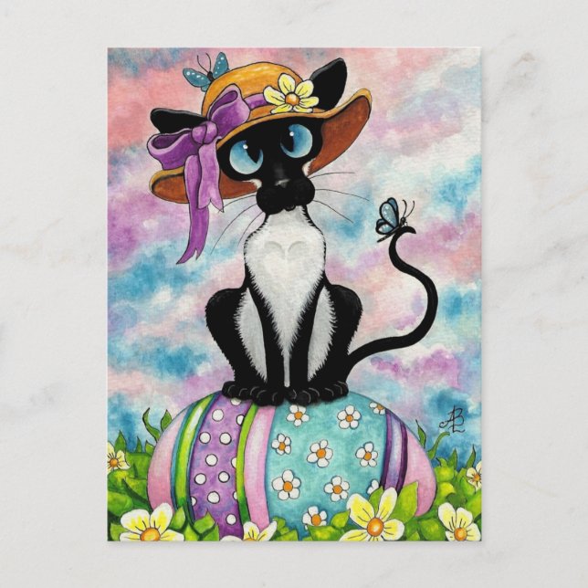 Siamese Oaster Bonnet Feiertagspostkarte (Vorderseite)