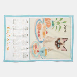 Siamese Paws & Tea Time Kitchen Towel Calendar Geschirrtuch