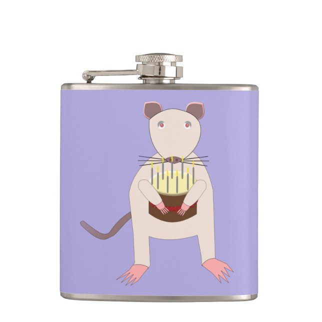 Siamese Rat mit Birthday Cake Flachmann (Vorderseite)