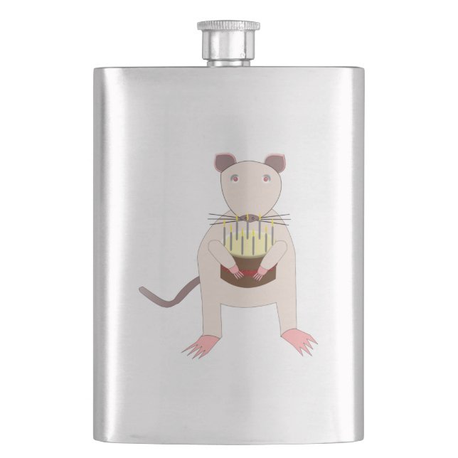 Siamese Rat mit Birthday Cake Flachmann (Vorderseite)