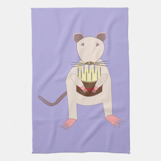 Siamese Rat mit Birthday Cake Geschirrtuch (Vertikal)