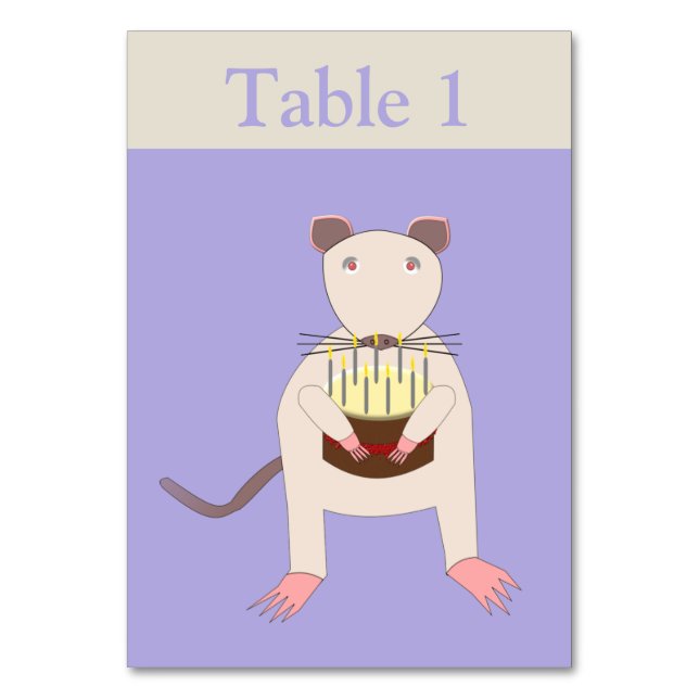 Siamese Rat mit Birthday Cake Tischnummer (Vorderseite)