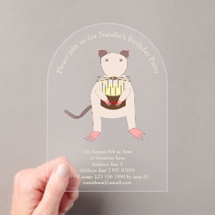 Siamese Rat mit Geburtstagskuchen Custom Acryleinladungen