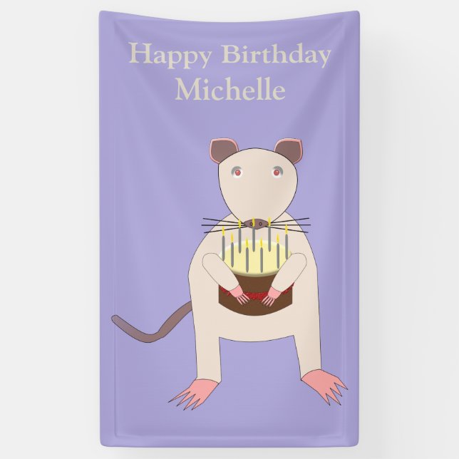 Siamese Rat mit Geburtstagskuchen Custom Banner (Vertikal)