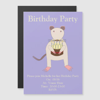 Siamese Rat mit Geburtstagskuchen Custom Magneteinladung