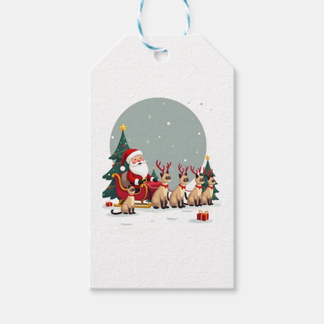 Siamese Reindeer Christmas Siamese Cat Lover Gifts Geschenkanhänger (Vorderseite)