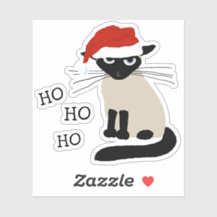 Siamese Santa Cat Ho Ho Aufkleber