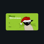 Siamese Santa Claws - Funny Christmas Cat Adressaufkleber<br><div class="desc">Funny Weihnachtskatze zu & von Geschenktafeln. Siamkatze mit einer Weihnachtsmannmütze. Diese knackigen Kätzchen-Aufkleber-Etiketten machen Spaß für all Ihre Urlaubsgeschenke.</div>