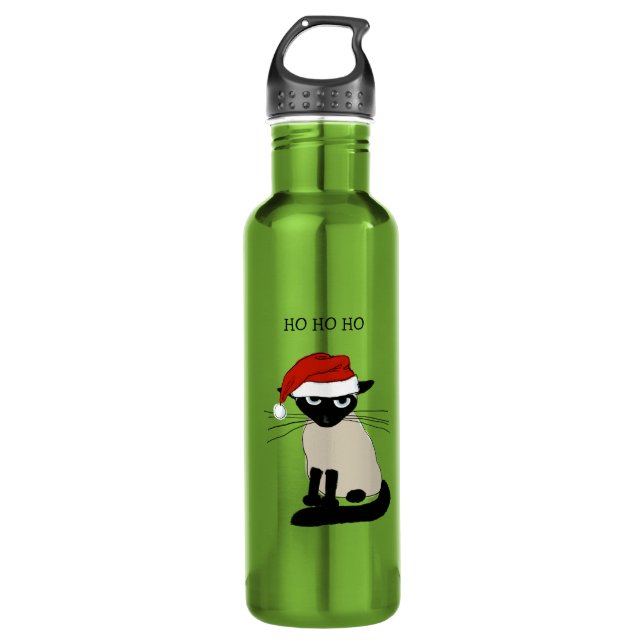 Siamese Santa Claws - Funny Holiday Kitty Cat Edelstahlflasche (Vorderseite)
