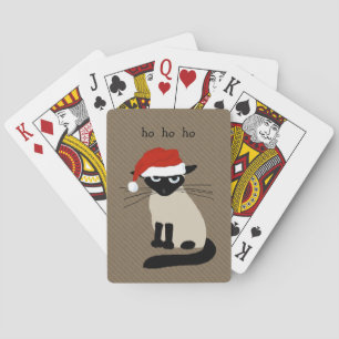 Siamese Santa Funny Christmas Holiday Cat Custom Spielkarten