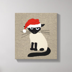 Siamese Santa Funny Christmas Holiday Kitty Cat Leinwanddruck