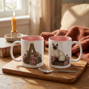 Siamesen-Katzen-Monogramm-Tasse Zweifarbige Tasse