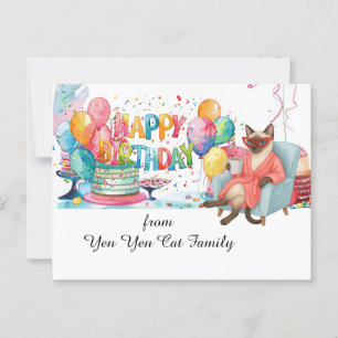 Siamesenkatze mit "Herzlichen Glückwunsch zum Gebu Postkarte