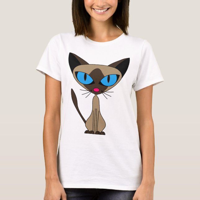 Siamesisch wenn Sie bitte - Cartoon-siamesische T-Shirt (Vorderseite)