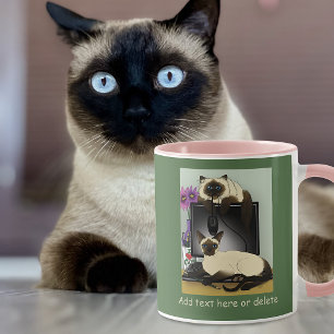 Siamesische Computer Büro Schreibtisch Katzen Lust Tasse